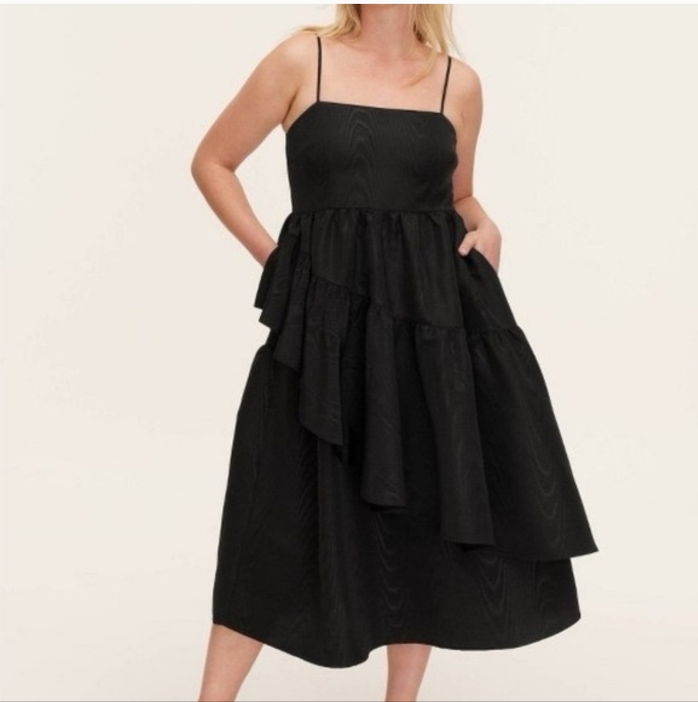 Kate Spade x Target Black Textured Tiered Midi Dress Small‎ NWTs minimalist